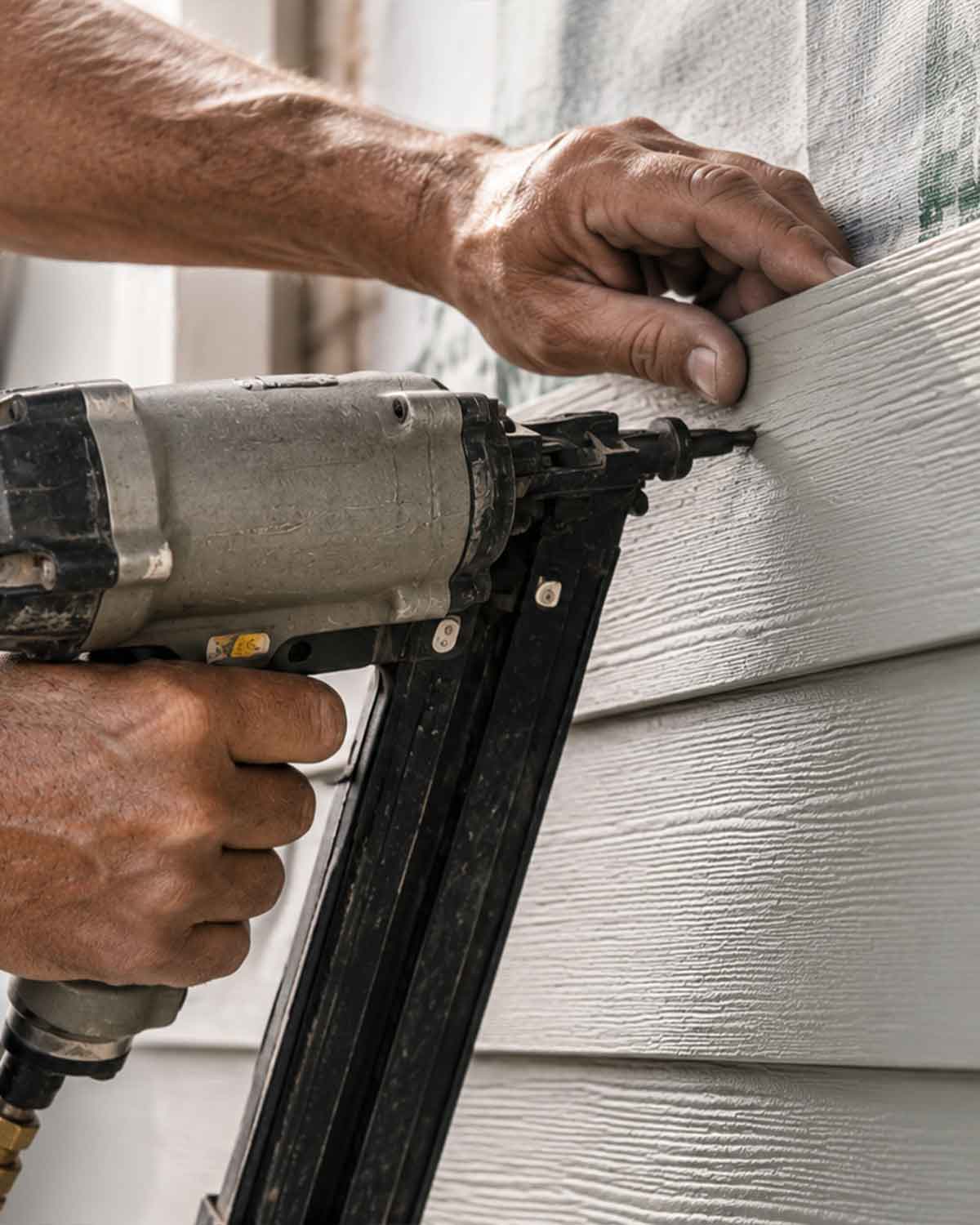 Dovetail Exteriors craftsmen installing siding with care